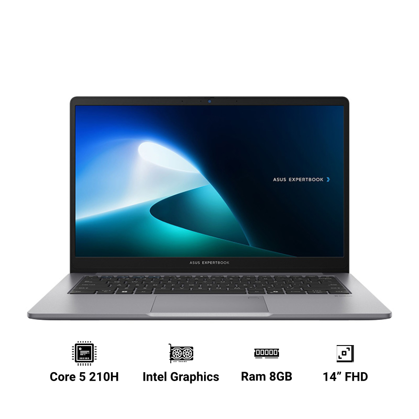 Laptop ASUS ExpertBook P1 P1403CVA-C5H08-50W (Core 5 210H | 8GB DDR5 | 512GB SSD | Intel Graphics | 14" FHD | Win 11 | Xám)