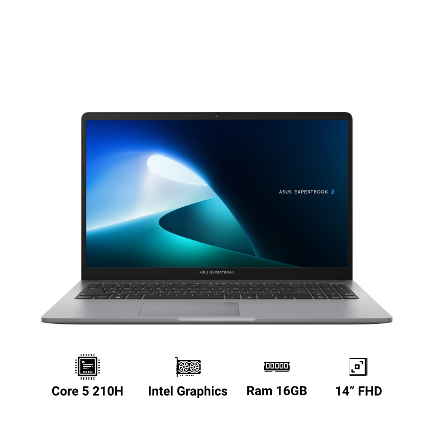 Laptop ASUS ExpertBook P1 P1503CVA-C5H16-50W (Core 5 210H | 16GB DDR5 | 512GB SSD | Intel Graphics | 15.6" FHD | Win 11 | Xám)