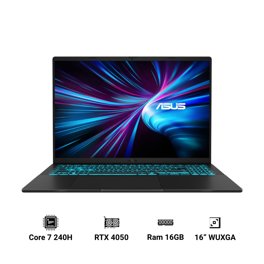 Laptop ASUS Gaming V16 V3607VU-RP216W (Intel Core 7 240H | 16GB | 512GB | RTX 4050 | 16" WUXGA | Win 11 | Đen)