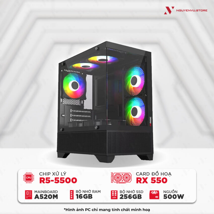 Máy tính chơi game NVS Ryzen 5 5500 RX 550