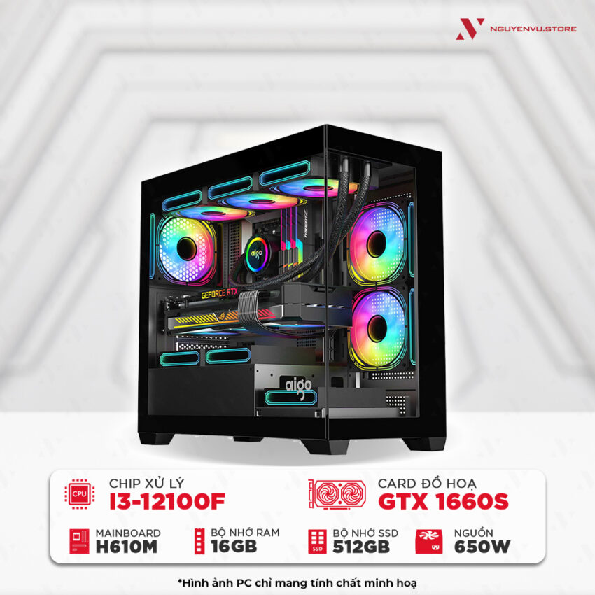 Máy tính chơi game NVS Intel i3-12100F GTX 1660 Super