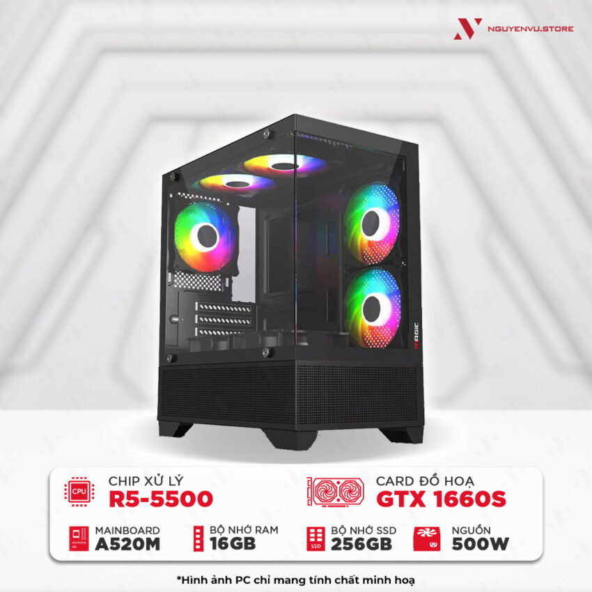 Máy tính chơi game NVS Ryzen 5 5500 GTX 1660 Super