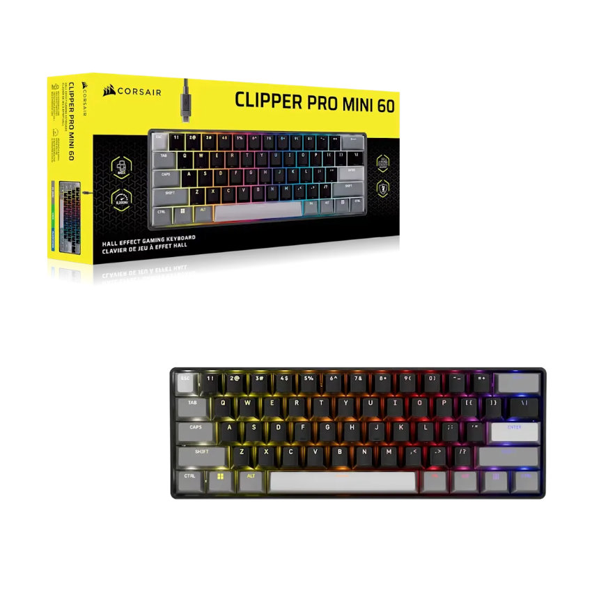 Bàn phím Corsair CLIPPER PRO MINI 60-CORE-BLK RGB - Ảnh 2